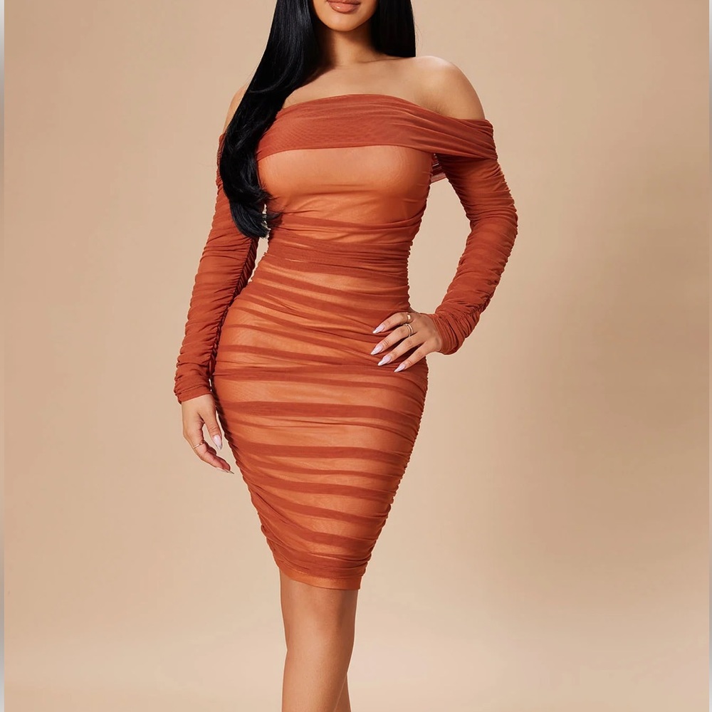 Ruched off the shoulder dress